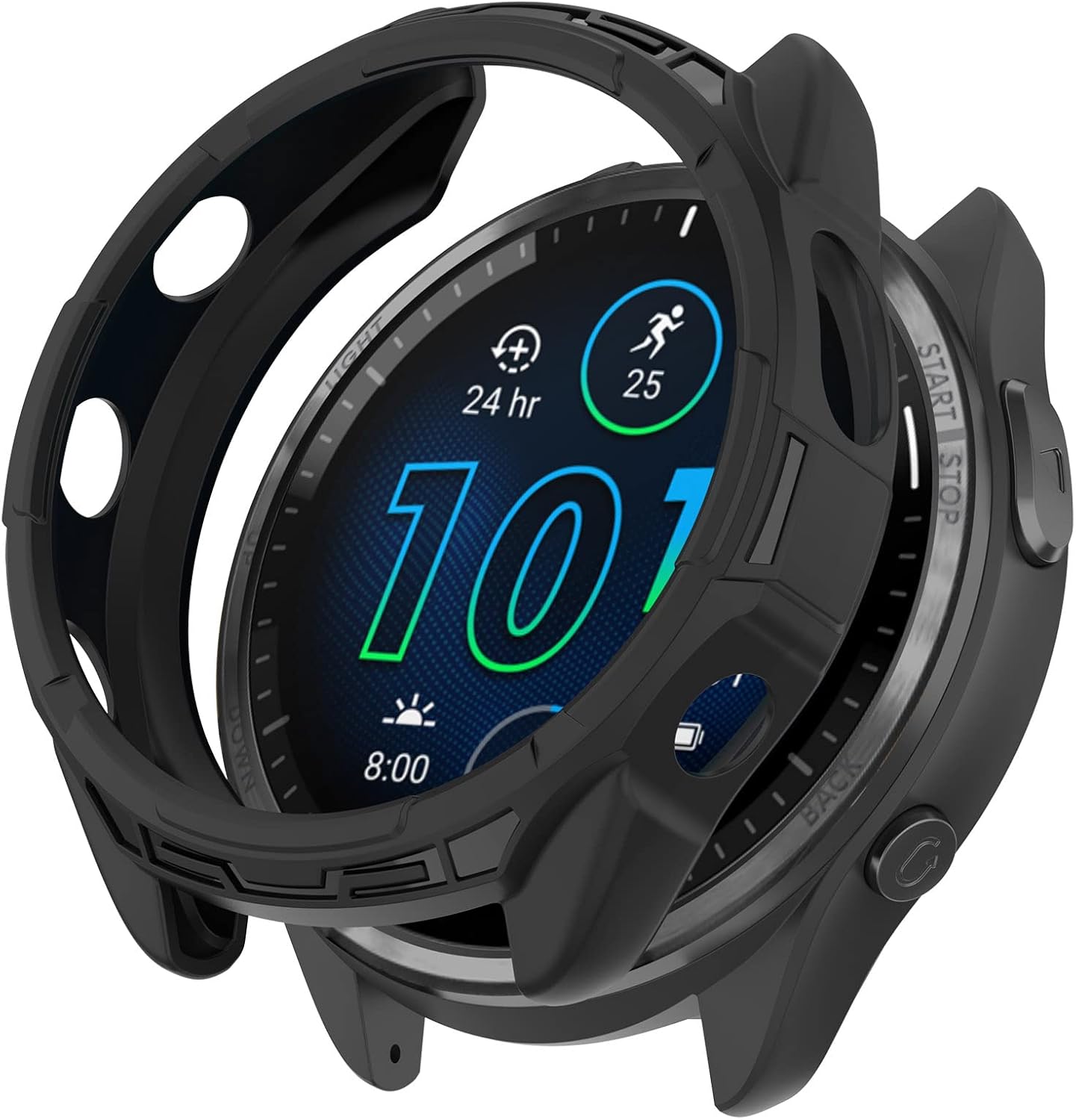 Case CoverCompatible with Garmin Forerunner 965 Case Soft TPU Anti-Scratch Bezel Bumper Frame Coverage Protective Shell for Garmin Forerunner 965 Watch Case Accessories(Black&Black)