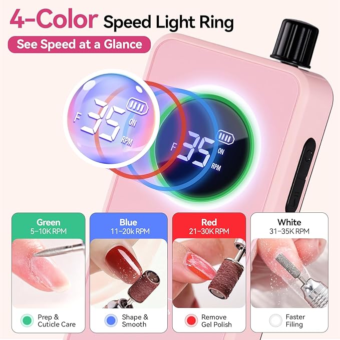 Makartt E1025 Kit de Manicura Eléctrico Inalámbrico para Uñas miniatura 3