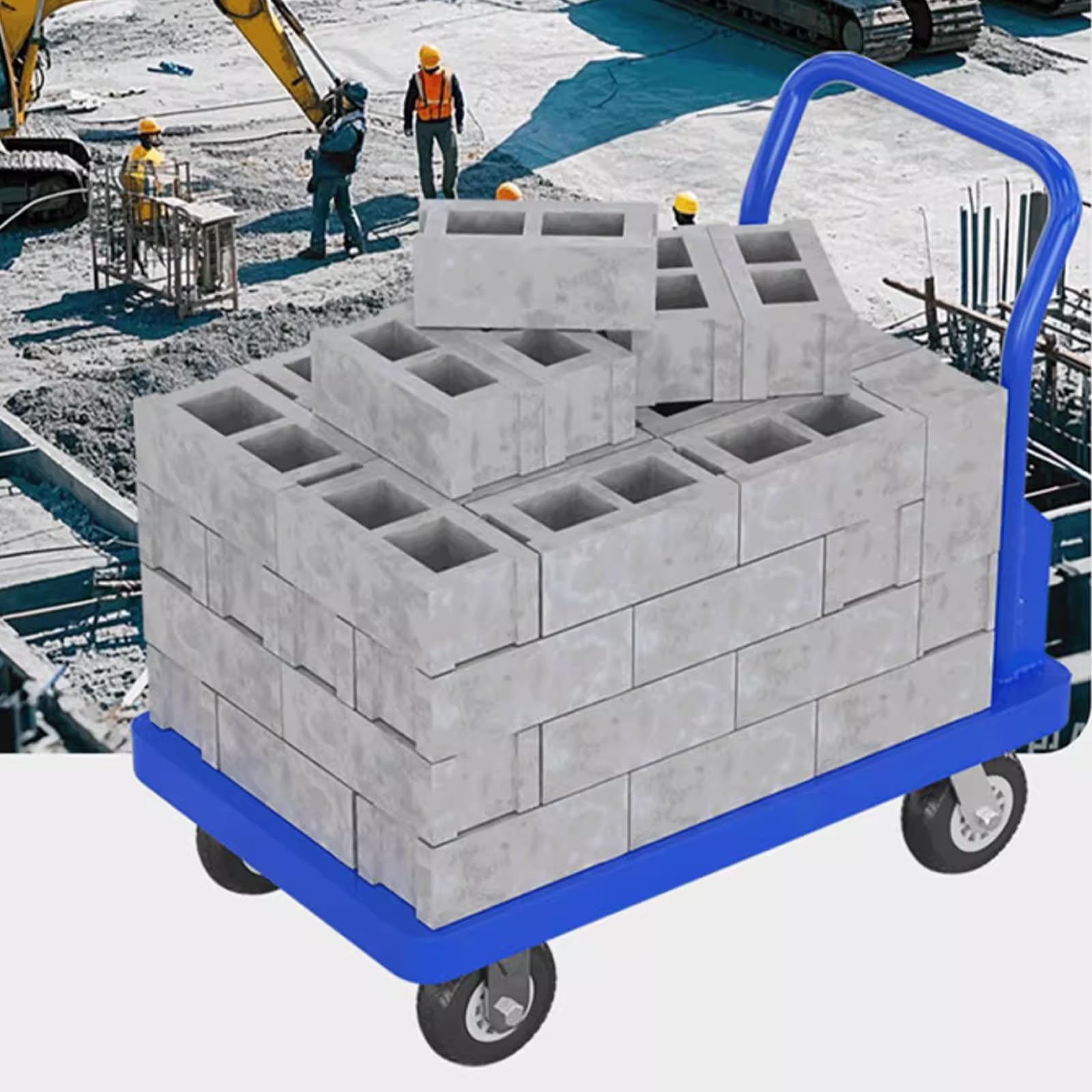 Wytrzymały stalowy wózek transportowy, składany, do płynnego transportu, idealny do garażu, warsztatu i domu, 63 x 105 x 88 cm