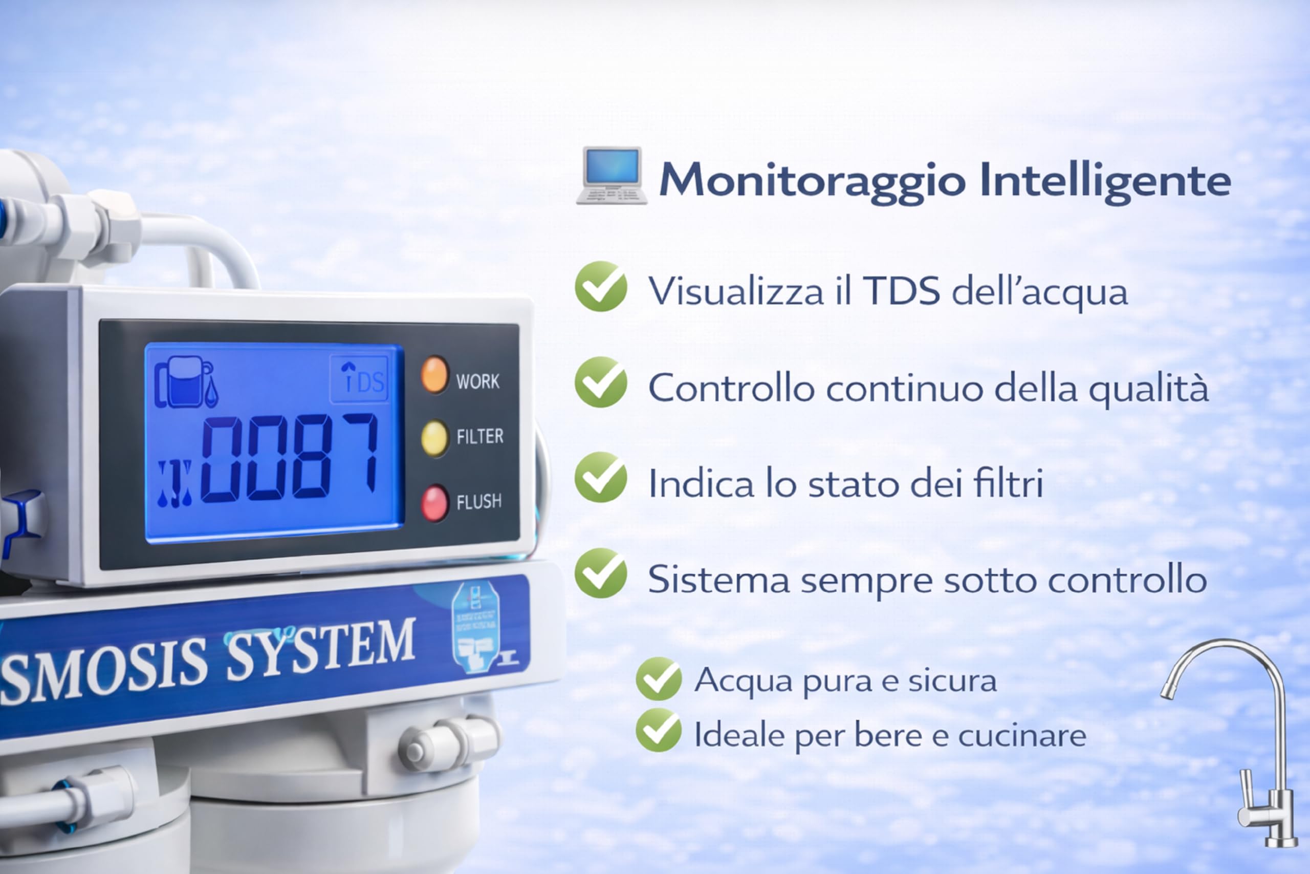 Depuratore Acqua Osmosi Inversa 6 Stadi filtri | Purificatore domestico acqua potabile dal rubinetto di casa
