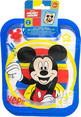 Stor Set de 4 Sacs Alimentaires avec Fermeture Zip Mickey Mouse 425ml - Sacs San