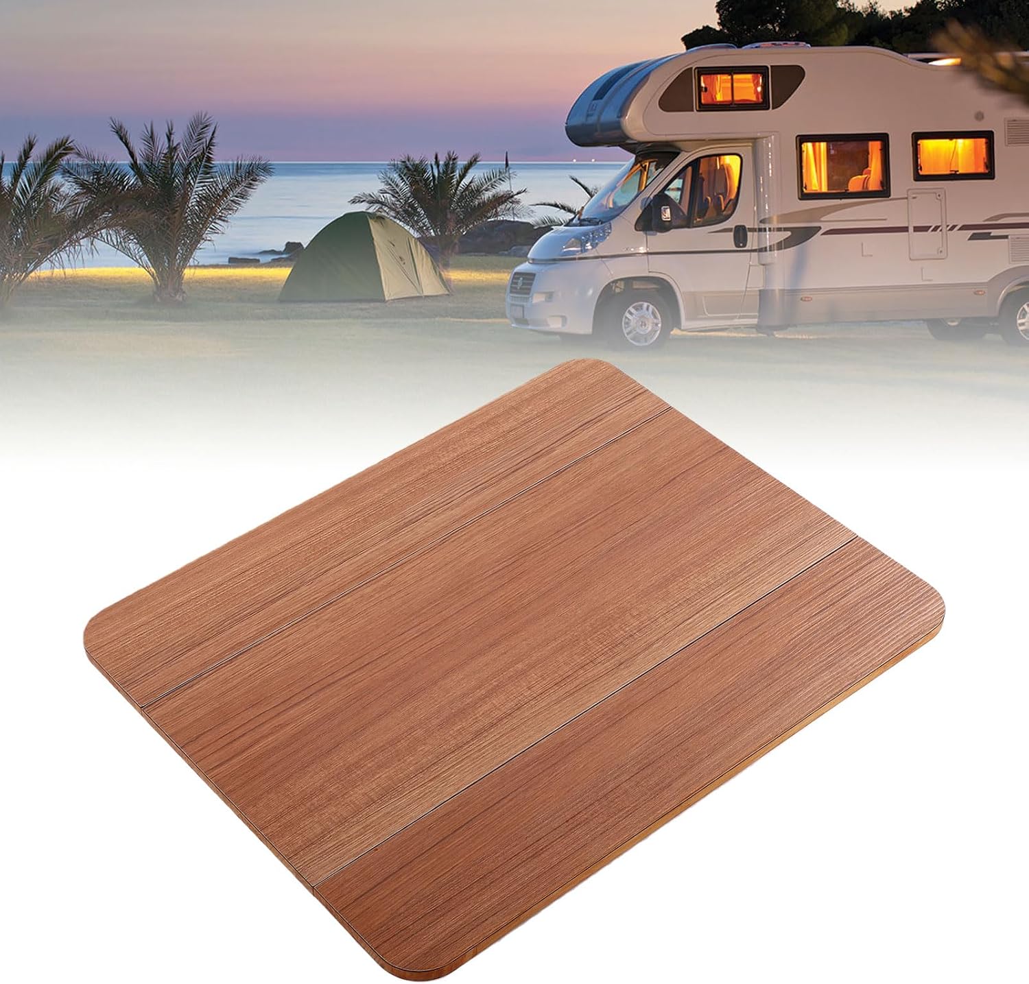 Tbest RV Foldable Table Top for Trailers Boat Yacht, Solid Wood Marine Table Top, Safe Edge Design, Easy Storage, Screw Hole Fixation Installation