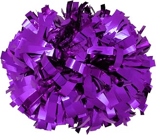 Metallic Cheerleader Cheerleading Pom Poms 6 inch 1 Pair 2 Pieces (Purple)