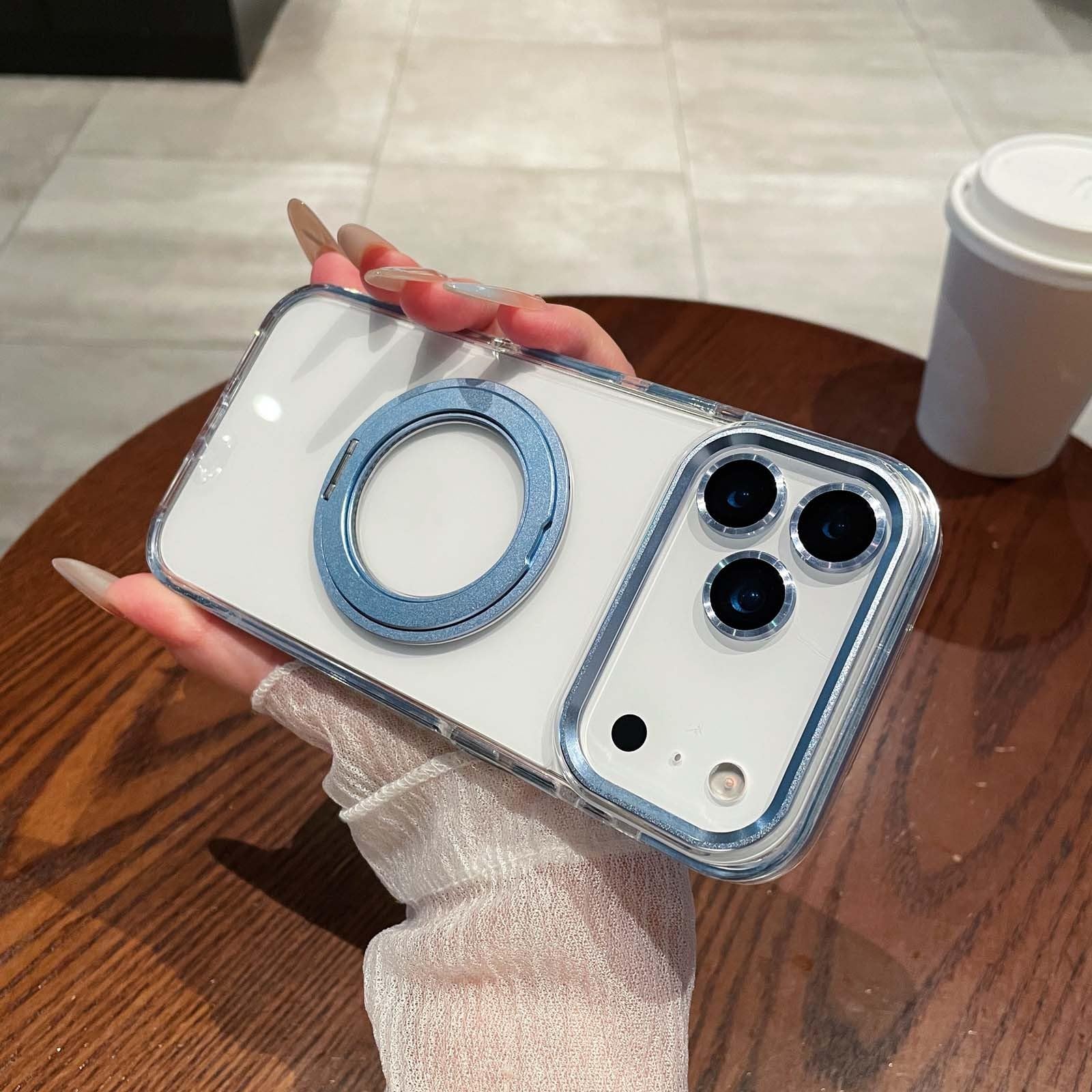 Coque iPhone 17 Pro bleu aimantée transparente rigide qui sublime le design premium - 8