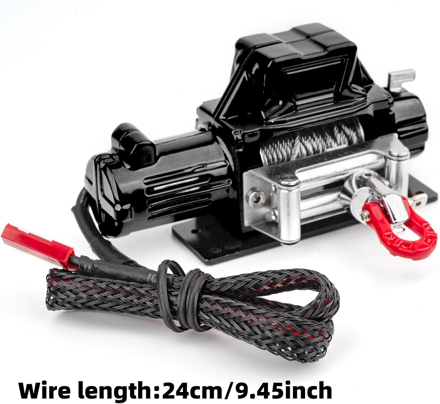 RC Metal Winch Wireless Remote Controller System for 1/10 RC Crawler Car Axial SCX10 90046 TRX4 TRX6 Gen8 Upgrade Parts (Black)