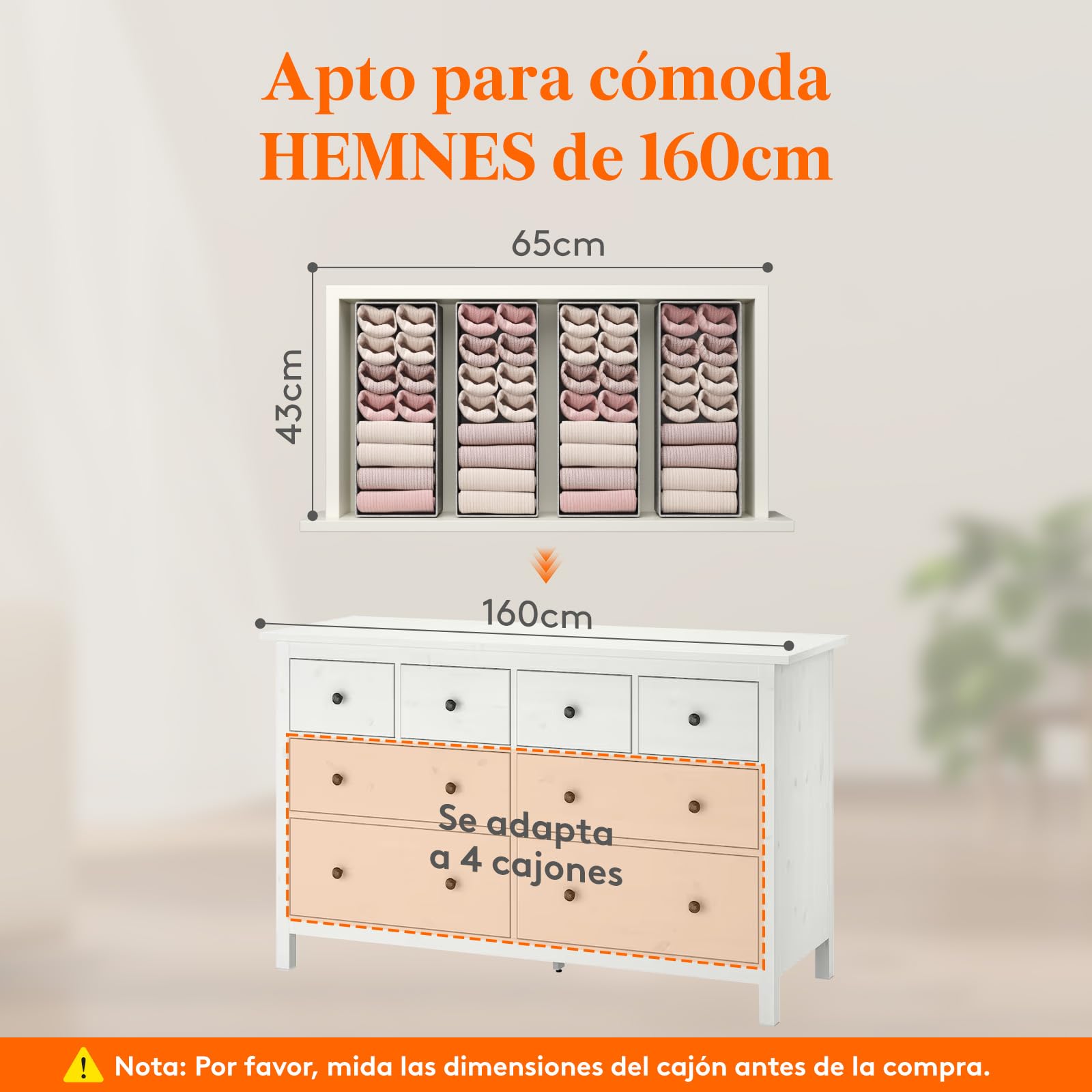Lifewit Juego de 16 organizadores dobles Hemnes para cómoda con base estable, organizador de armario, cajones, sistema de organización para cambiar pañales, ropa infantil, camisetas, ropa interior