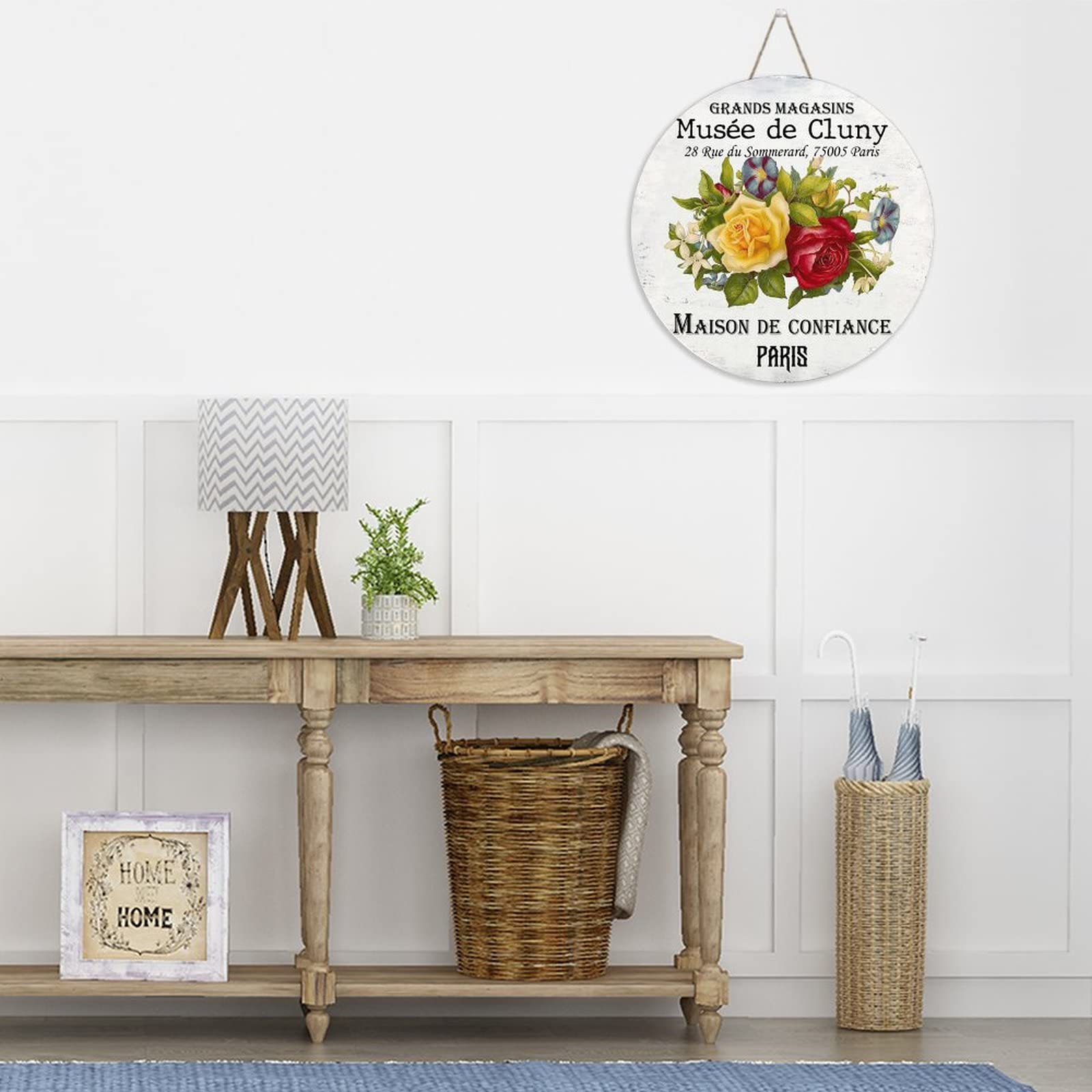 Rundes Holzschild Mit Sonnenblumen – Rustikale Wanddekoration 30,5 Cm, Für Haus & Garten