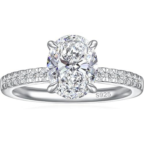 1.5/2/3CT 925 Sterling Silver Engagement Rings for Women Oval Cut Cubic Zirconia Wedding Rings for Women Promise Rings for Her Size 4-12.5