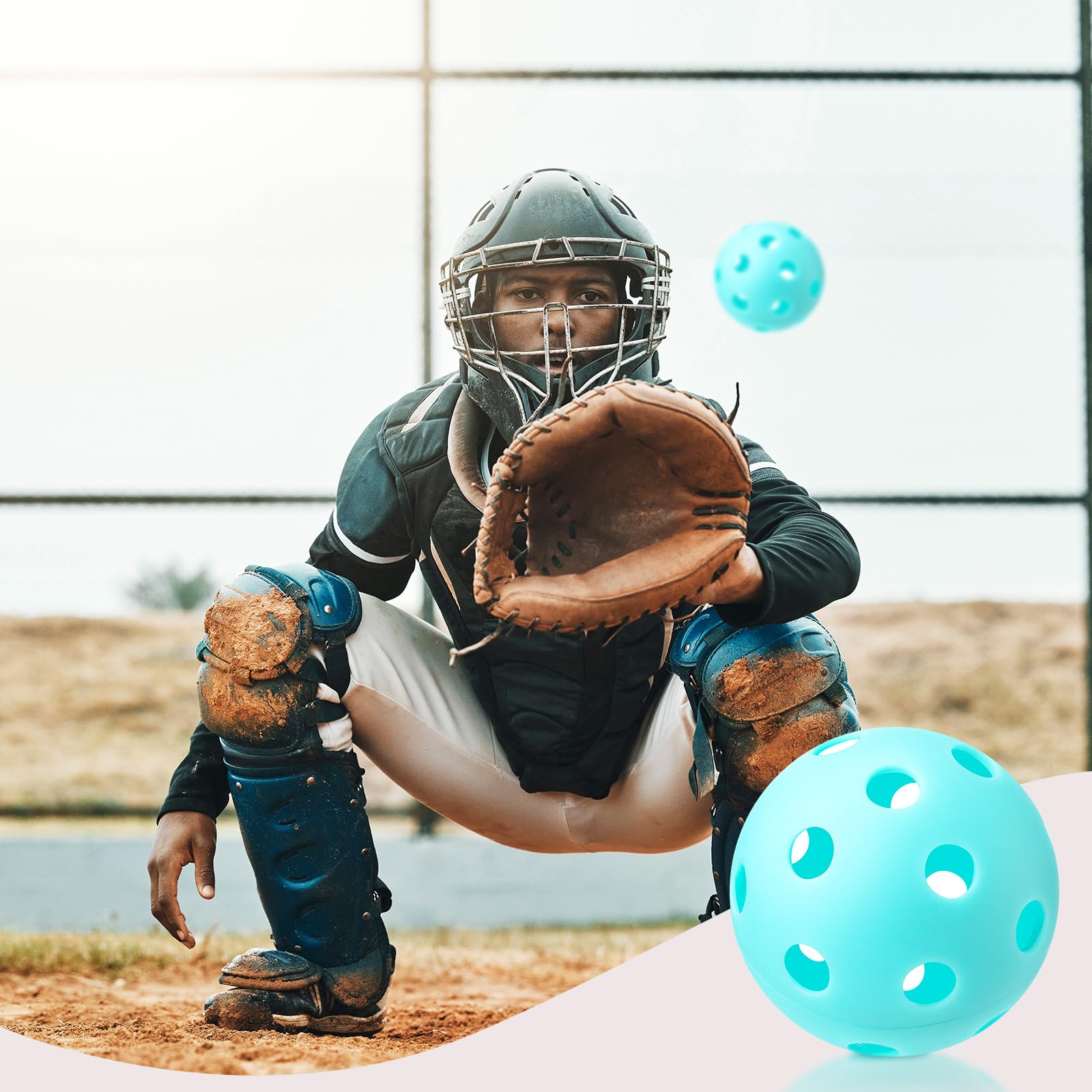 Lunmon 36 Stück Übungsgolfbälle, Baseball, 4,1 cm, kleine Trainingsbälle, Kunststoff, hohle Softbälle mit Kordelzug, für Schlagtraining, Innen- und Außenbereich