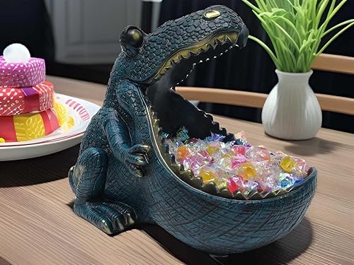 Miniatura 2 de CUZOKOLA - Plato decorativo grande para dulces, cuenco de estatua de dinosaurio para suministros de oficina, escritorio y cuenco para llaves