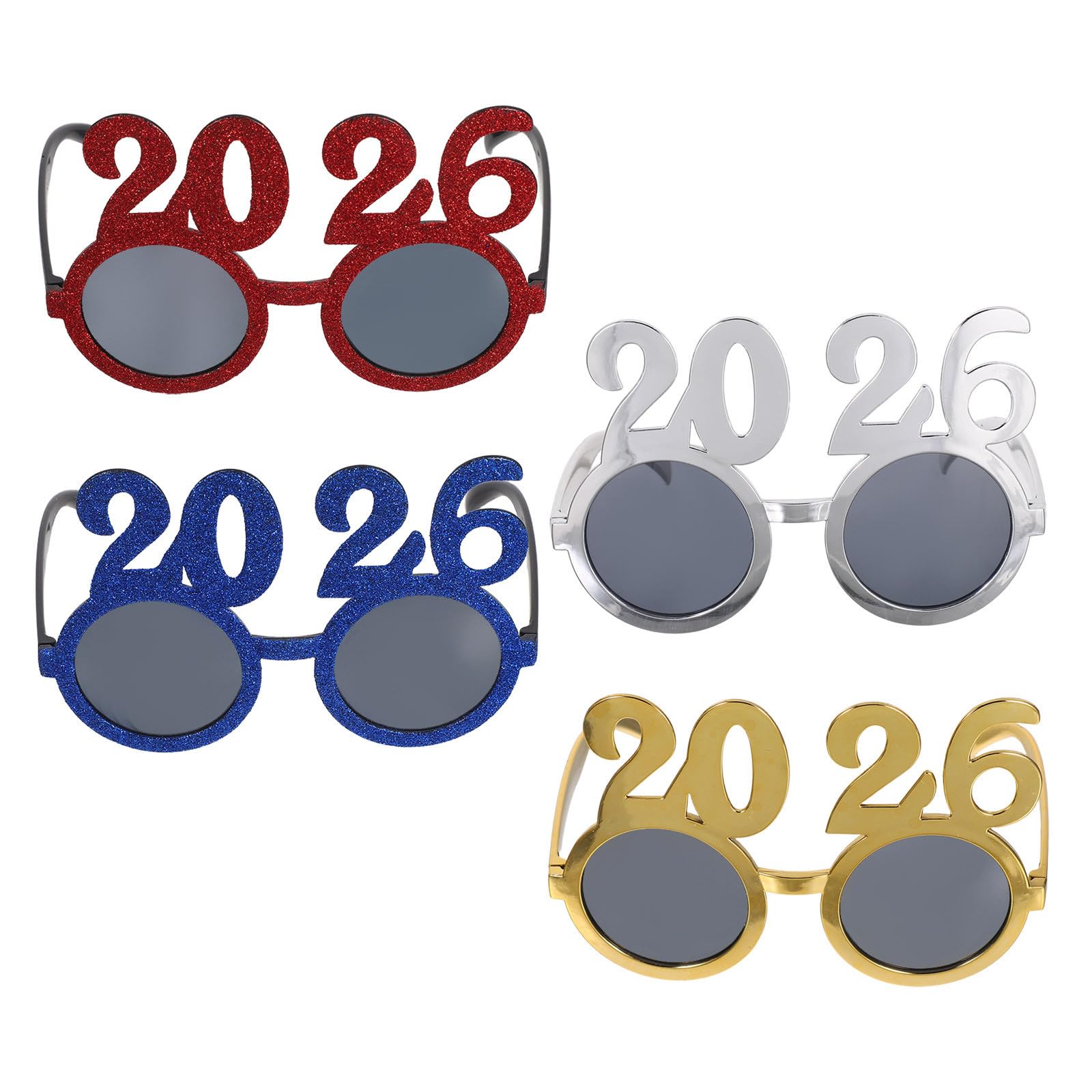 TOYANDONA 16 Stück Partybrille aus PC für Silvester und Neujahr, Leicht | Retro Design mit Bunten Zahlen, Festliche Deko für Selfies, Robust und Formstabil, für Feiern