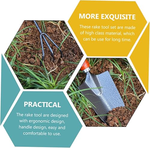Miniatura 8 de ibasenice 1 juego de herramienta de jardinería ligera con rastrillo y pala mango herramienta de pala para jardinería al aire libre para el cuidado