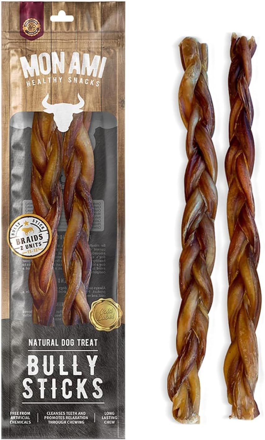 Mon Ami Braided Bully Sticks (11-12 in, Pack of 8)