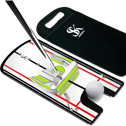 Golf Putting Mirror w/Upgraded Carry Bag | Golf Swing Trainer for Enhanced Putting Practice | Golf Trainer Putting Aid to use w/Golf Putting Mat & Golf Training Putters | Golf Swing Training Aid