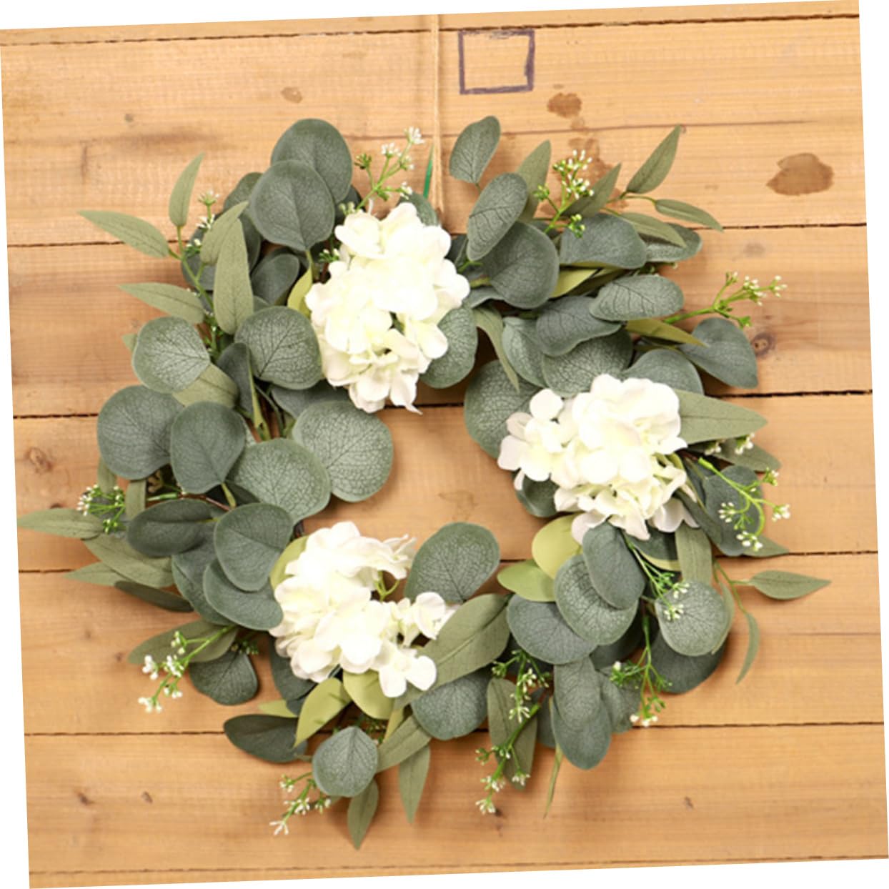 Alipis 1set Ghirlanda Estiva Fiori Artificiali Di Ortensia e Eucalipto Decorazione Per Appendi Casa e Feste Include Luce Led Per Atmosfera Accogliente