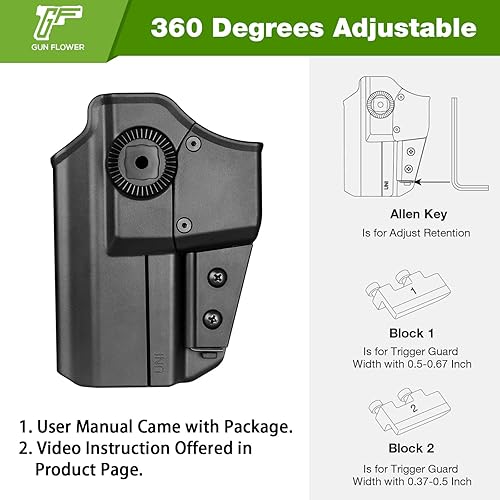 Miniatura 4 de Funda universal OWB para CanikFNWaltherBrowningS&WSarsilmazSigGirsanStoegerBersa  1911, se adapta a más de 100 pistolas, sistema de liberación de