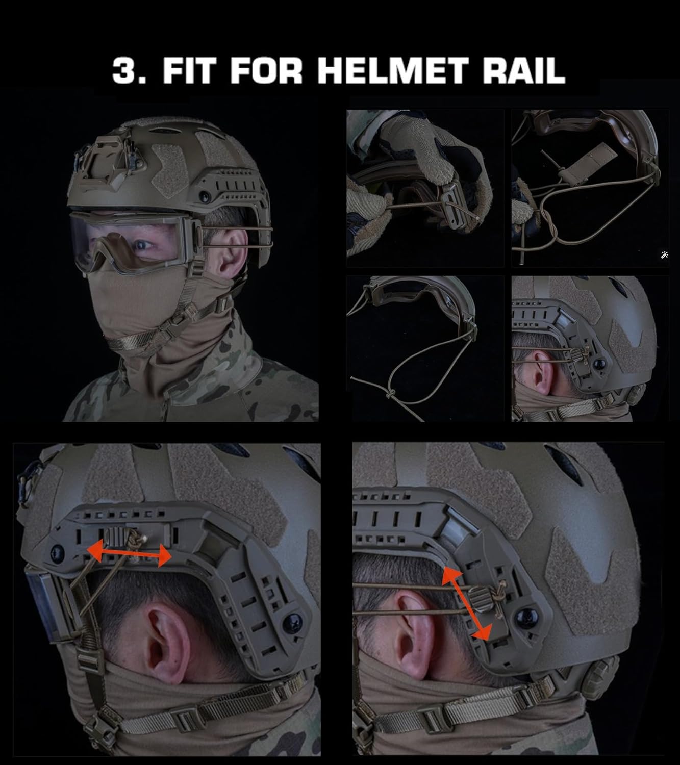 Tactical Helmet Protective Goggle, Impact Resistance Airsoft Paintball Protective Eyewear, Windproof Glasses