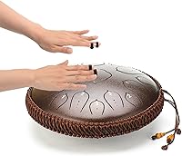 Vista 3 de Tambor de Lengua de Acero - ChunFeng 15 Notas 14 Pulgadas - Tambores de Acero Para Adultos - Tambores Handpan con Libro de Música, Mazos para Tambor