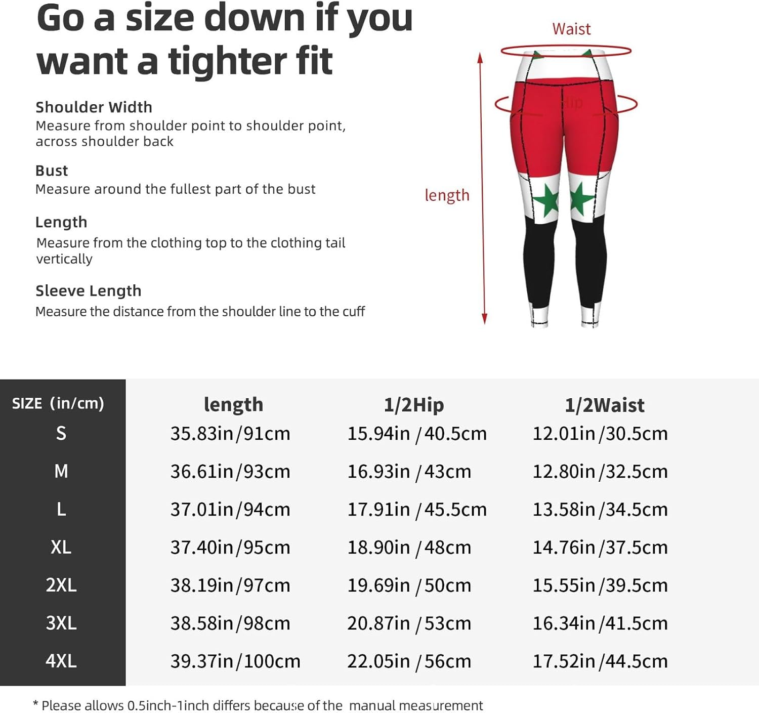 Flag of The Syrian Arab Republic Print High Waist Leggings with Pockets for Women,Gym Clothes,Compression Leggings