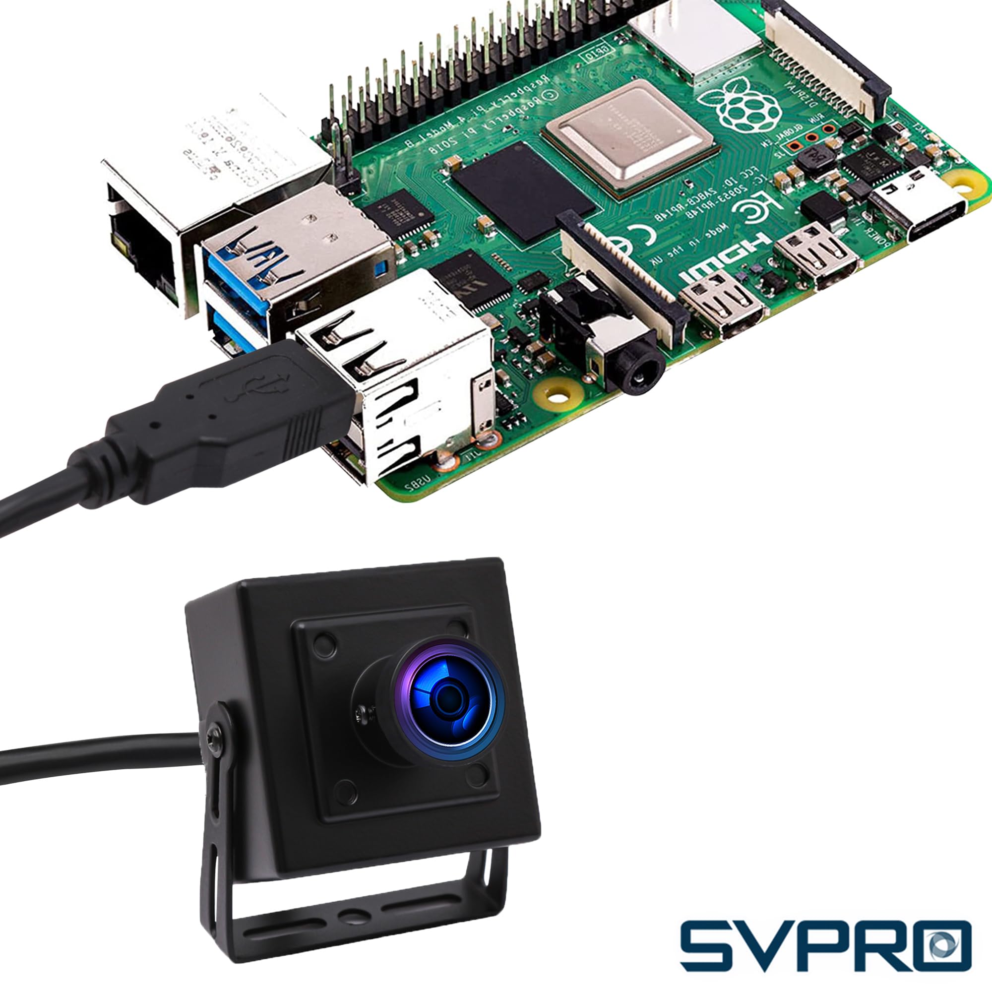 SVPRO Telecamera USB da 5 MP 30 FPS IMX335 Sensore Fisheye Webcam – per stampante 3D, incisore laser, macchina vision, telecamera industriale, sorveglianza di sicurezza (M12, USB Plug & Play, Windows