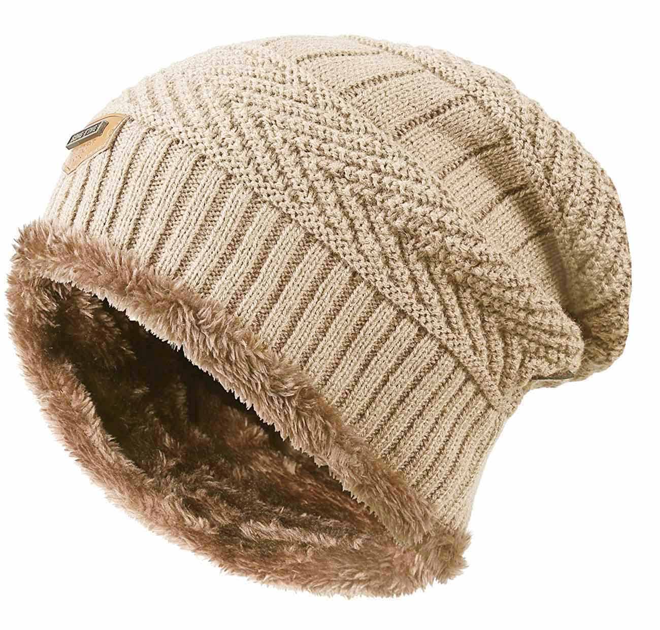 Winter Beanie Hat for Boys Girls (5-14 Years) Slouchy Beanie Windproof Warm Knit Kids Skull Cap