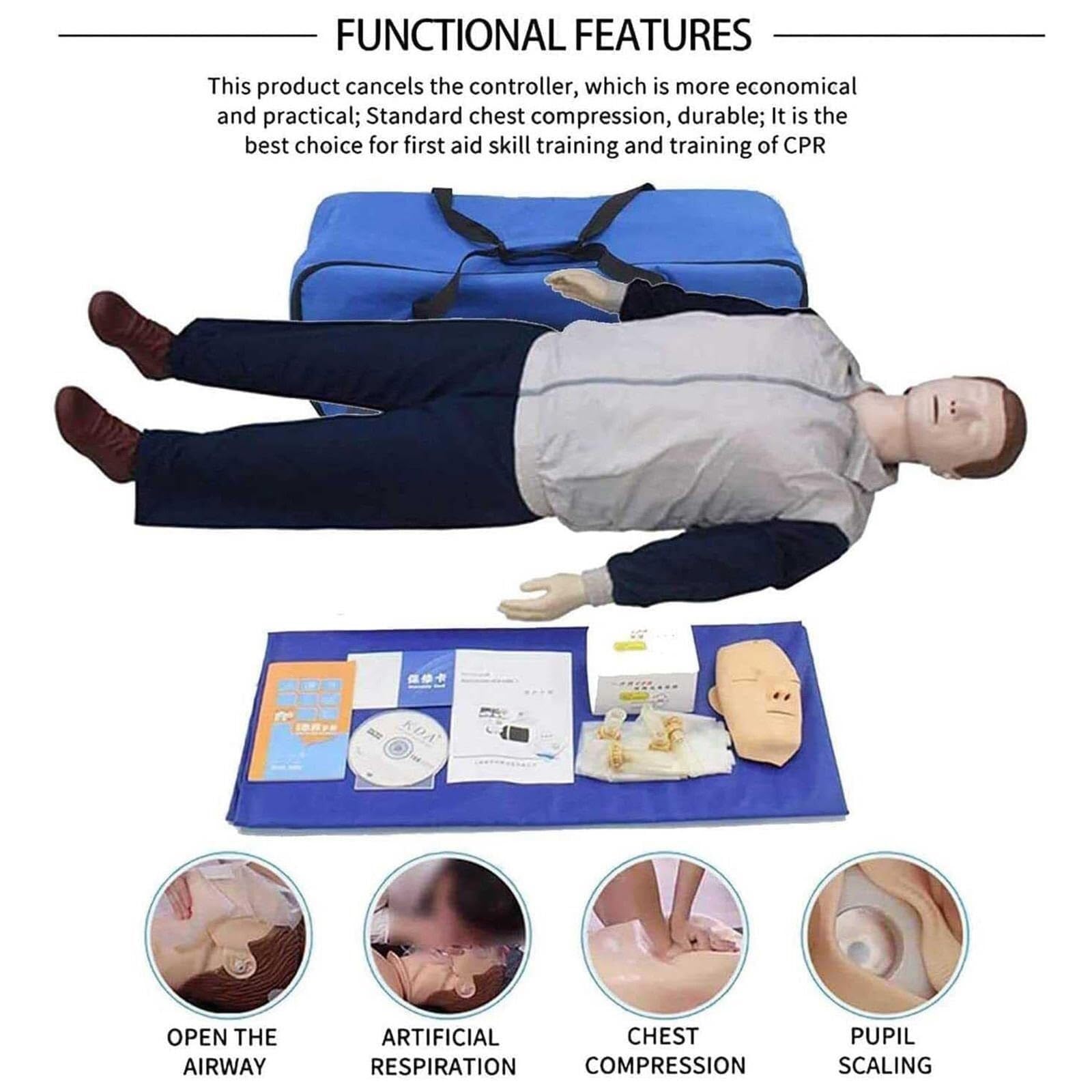 Kit de formation factice de mannequin de RCP, kit de mannequin de formation for adultes complet, modèle de formation à la compression thoracique, mannequin de réanimation de premiers secours for salle