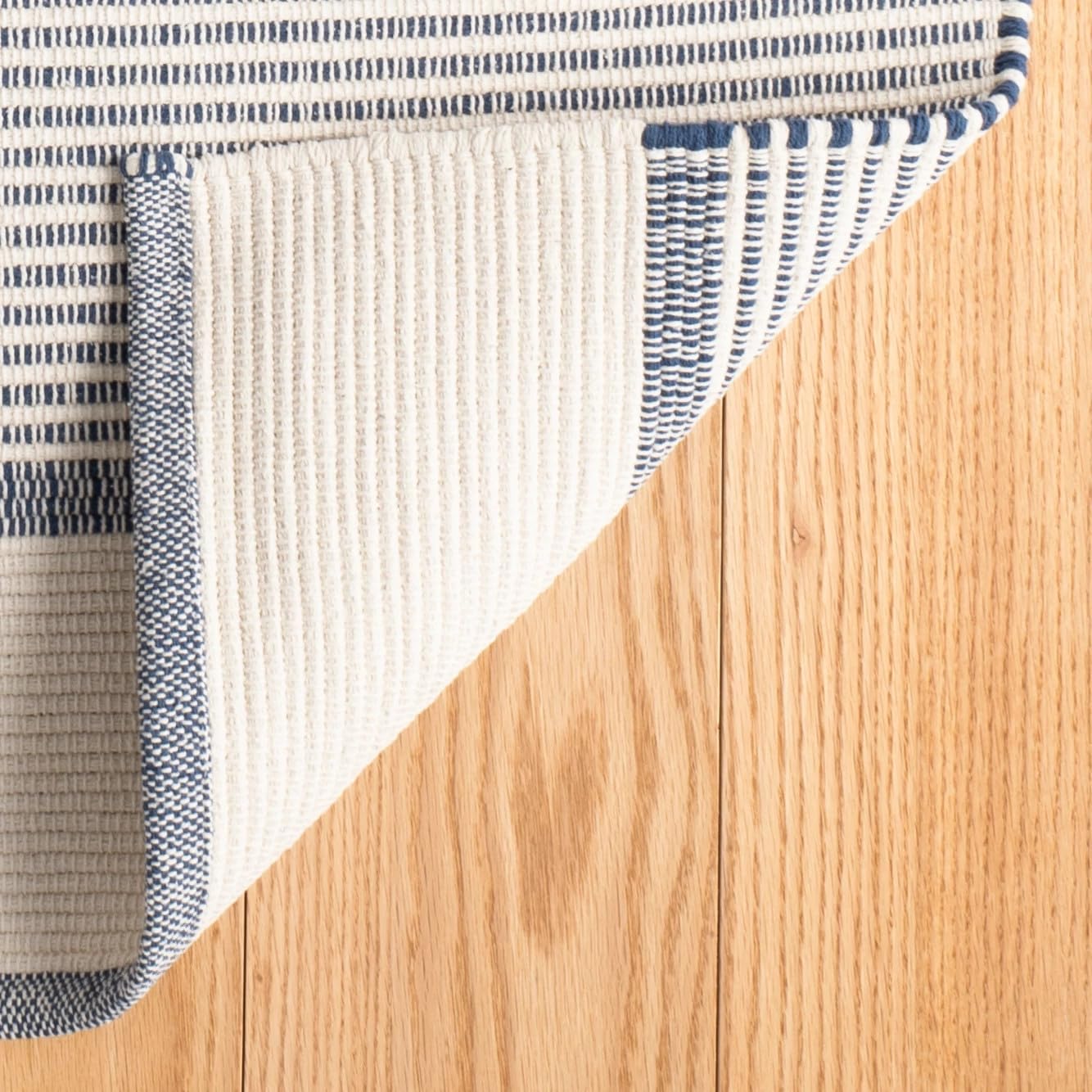 Dash & Albert La Mirada Navy Handwoven Cotton Rug, 4 X 6 Feet, Blue Stripe Pattern