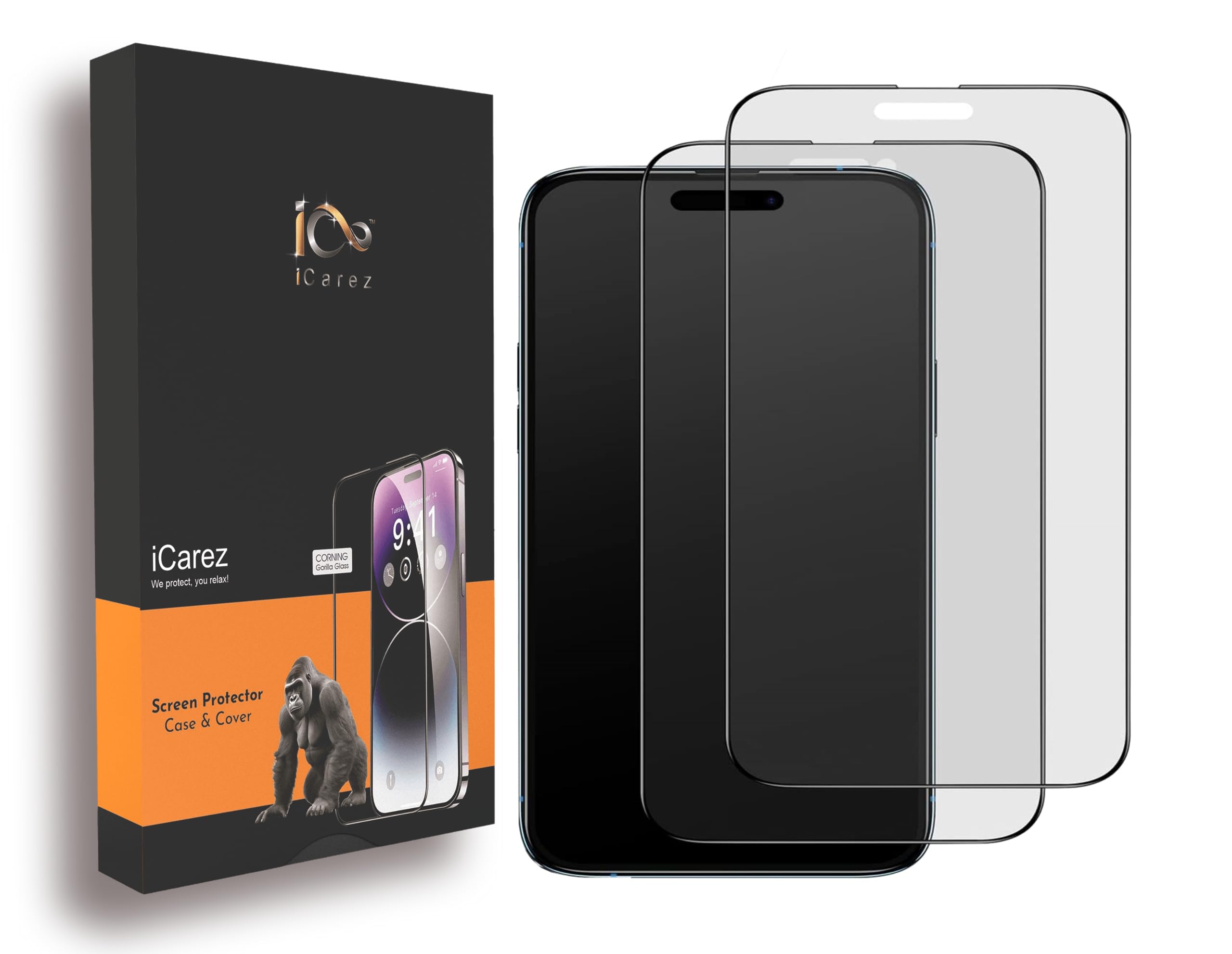 iCarez Matte Tempered Glass Screen Protector Guard for iPhone 14 Pro Max Dynamic Island Compatible, Case Friendly Smooth as Silk - Pack of 2