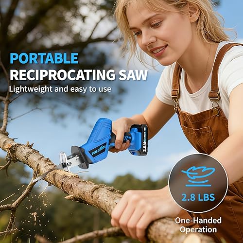 Miniatura 5 de Sierra recíproca inalámbrica, 0-3500SPM Sierras alternativas de velocidad variable con 2 baterías, 4 hojas de sierra, cambio de hoja sin