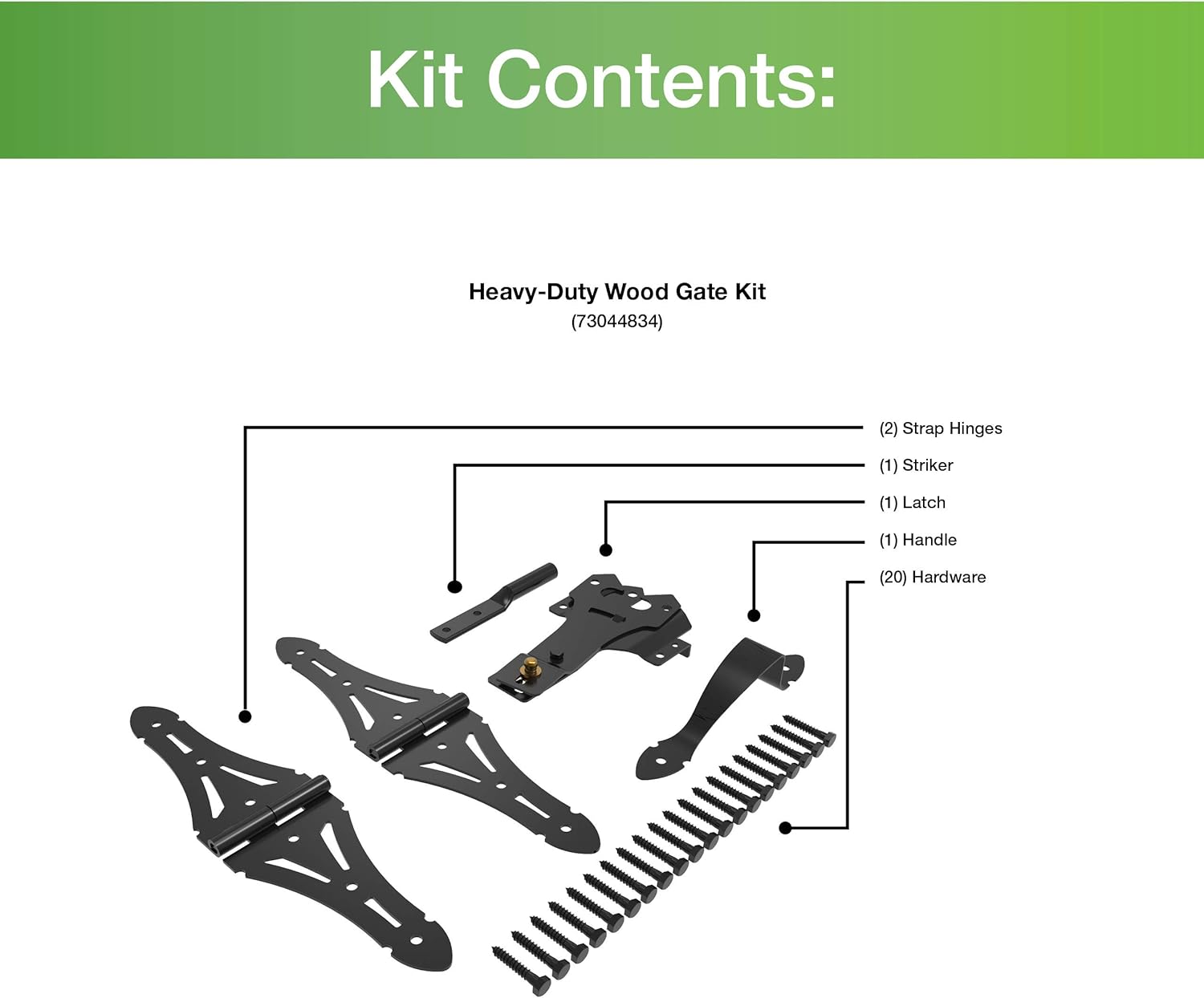 Barrette Outdoor Living 73044834 Heavy-Duty Wood Gate Kit, Black