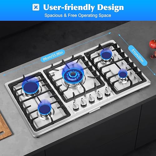 Miniatura 10 de Estufa de gas Gas Gas GLPG, Quemador de estufa de vidrio templado, 4 quemadores, parrilla de gas integrada (4 quemadores, 23 x 20 pulgadas)