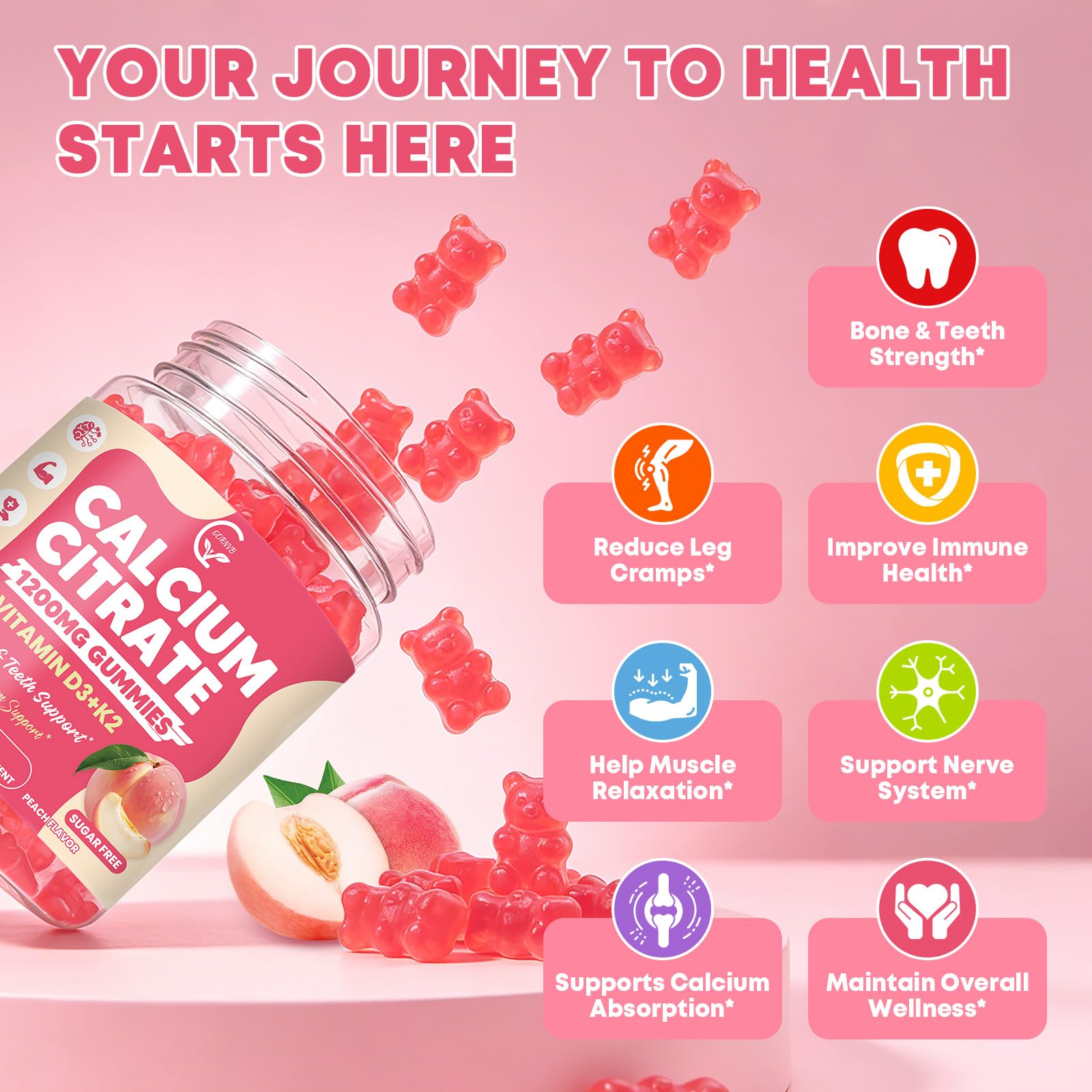 Calcium Citrate Gummies 1200 mg with Vitamin D3, K2 for Women & Men — Amazon image 4