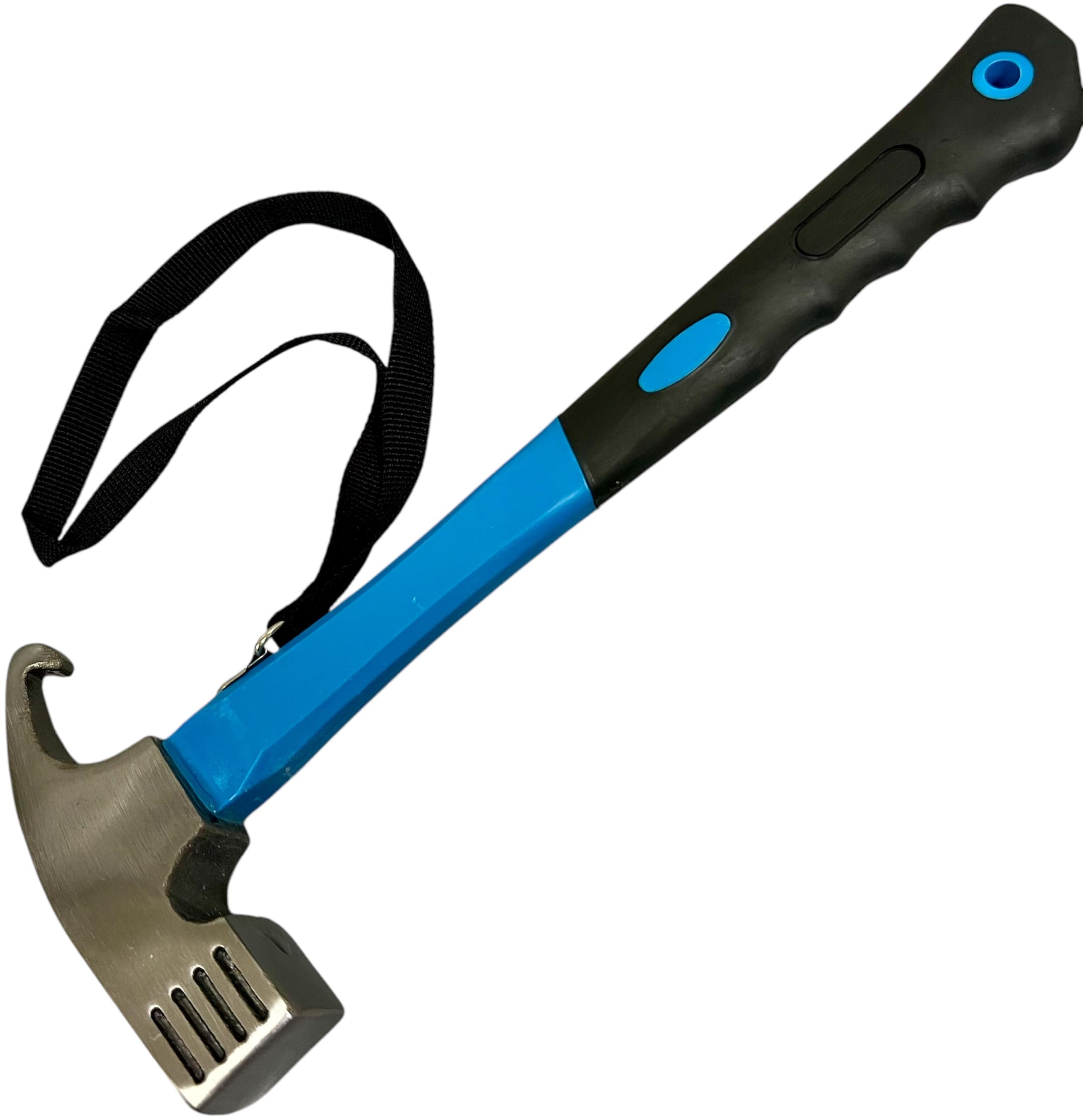 Marteau de tente avec extracteur de sardines – Marteau de camping avec dragonne – Marteau de camping pratique et robuste pour tente et arracher les piquets – Idéal pour tente, sol dur et