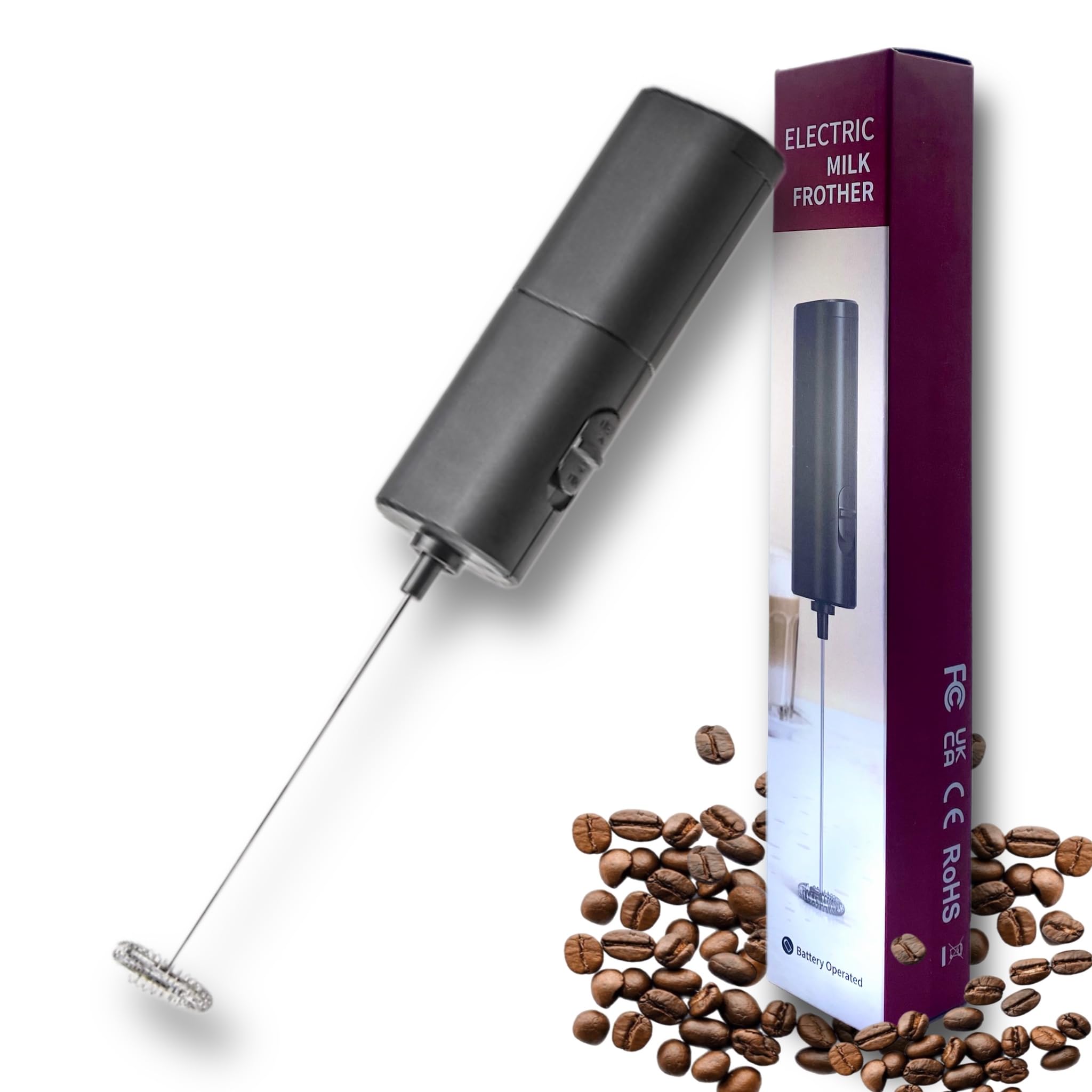 Frustino Elettrico Per Latte Pieghevole Con USB-C E 3 Fruste - Schiumalatte Portatile Nero