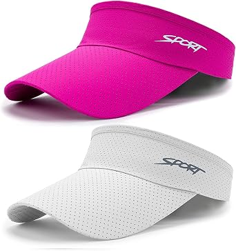 2 Pack Sun Visor Hat for Womens Mens Wide Brim Visors Outdoor Sports Golf Beach Travel Tennis Caps