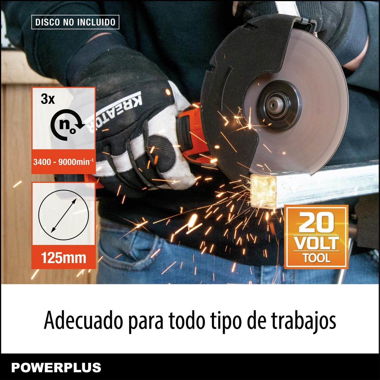Powerplus Amoladora angular sin escobillas POWDP35160-20V Ø 125 mm, sin batería y cargador