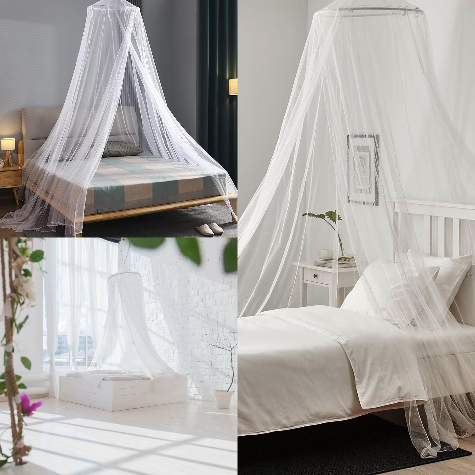 Gowkeey Grande Zanzariera, Alta Qualità a Baldacchino, Zanzariera Universale a Cupola per Letto Singolo/Matrimoniale, Protezione repellente, Adatto Per Interni Ed Esterni, 60×250×1050cm