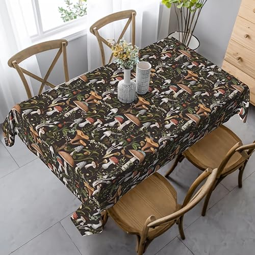 Cafl Mantel rectangular de hongos otoñales, diseño de bayas e insectos, impermeable, sin arrugas, para comedor (60 x 90 pulgadas)