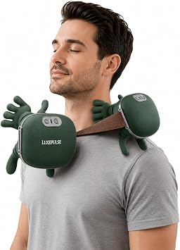 Shoulder and Neck Massager, Bionic Heated Massager, Neck Massager with Fingers, 4D Kneading Massage, Simulates a Real Palm Massage for Comfort, Relax Muscle Tension Green