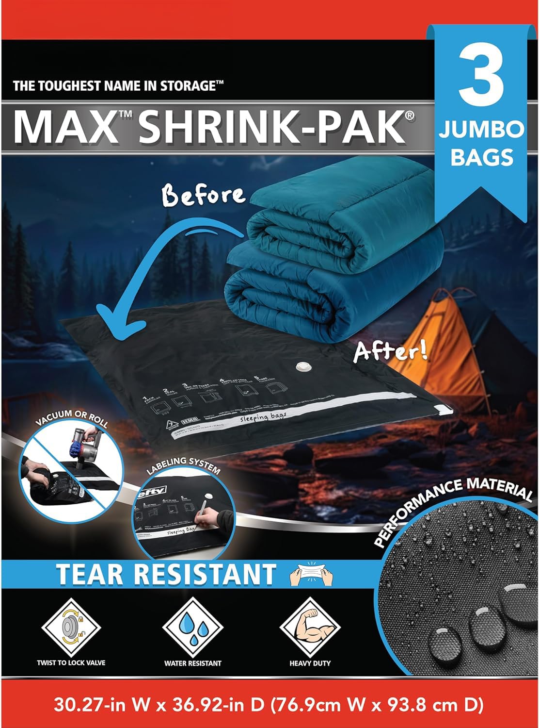 Shrink-Pak Hefty Vacuum Seal Storage Bags (Jumbo, 3-Pack)