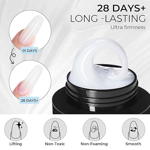 Miniatura 4 de TOMICCA Gel para esculpir uñas 3D para arte de uñas, 1.76 oz, gel no pegajoso para tallar a mano, gel de extensión de uñas UV LED, gel sólido