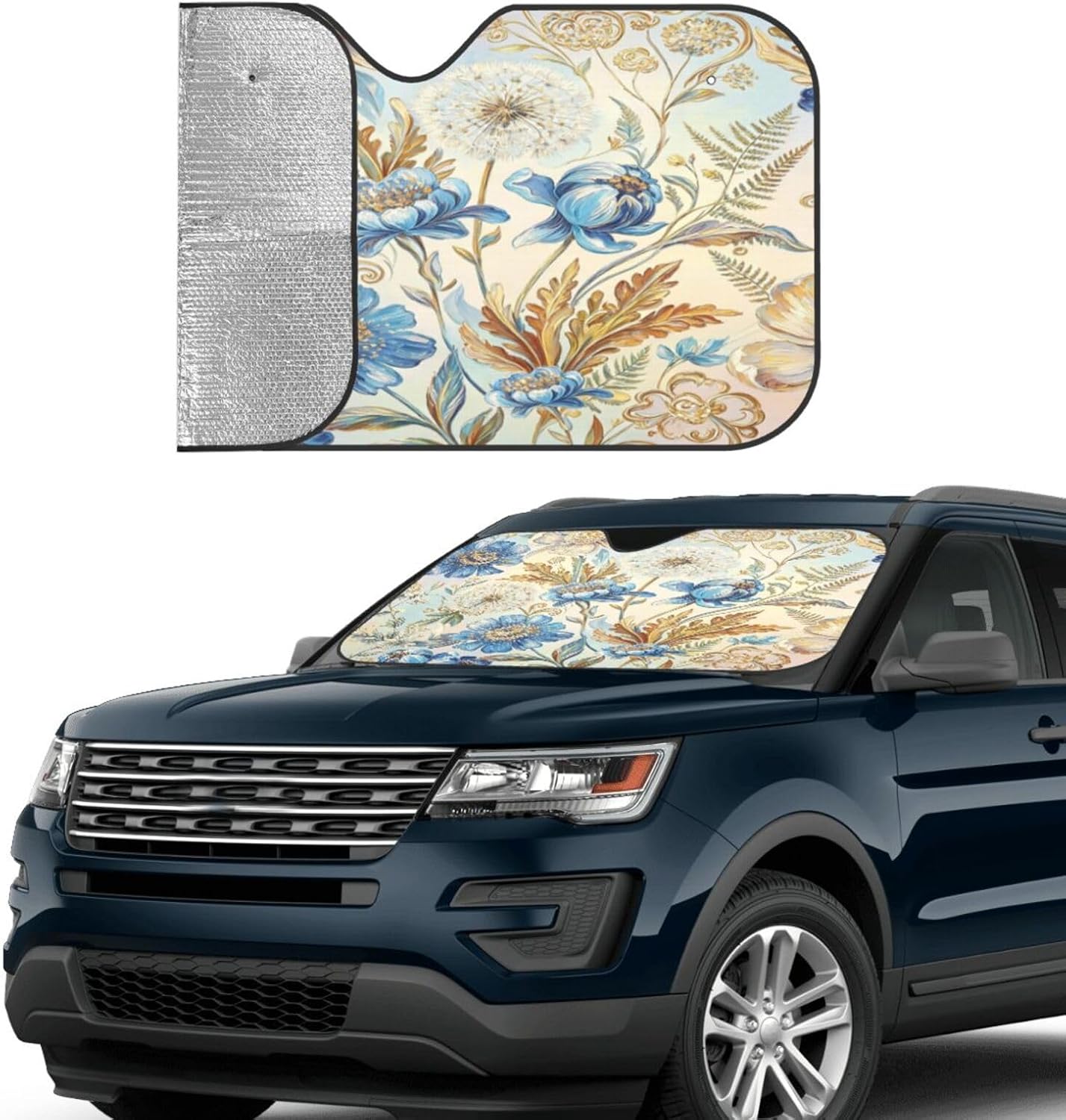 Car Windshield Sun Shade 51"×27.5", Foldable Front Shade