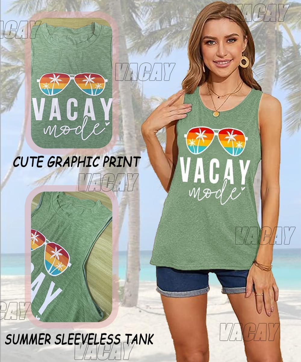 Vacay Mode T Shirts for Women Summer Beach Hawaii Vacation Short Sleeve Tops Holiday Cruise Getaway T Shirts - Image 5