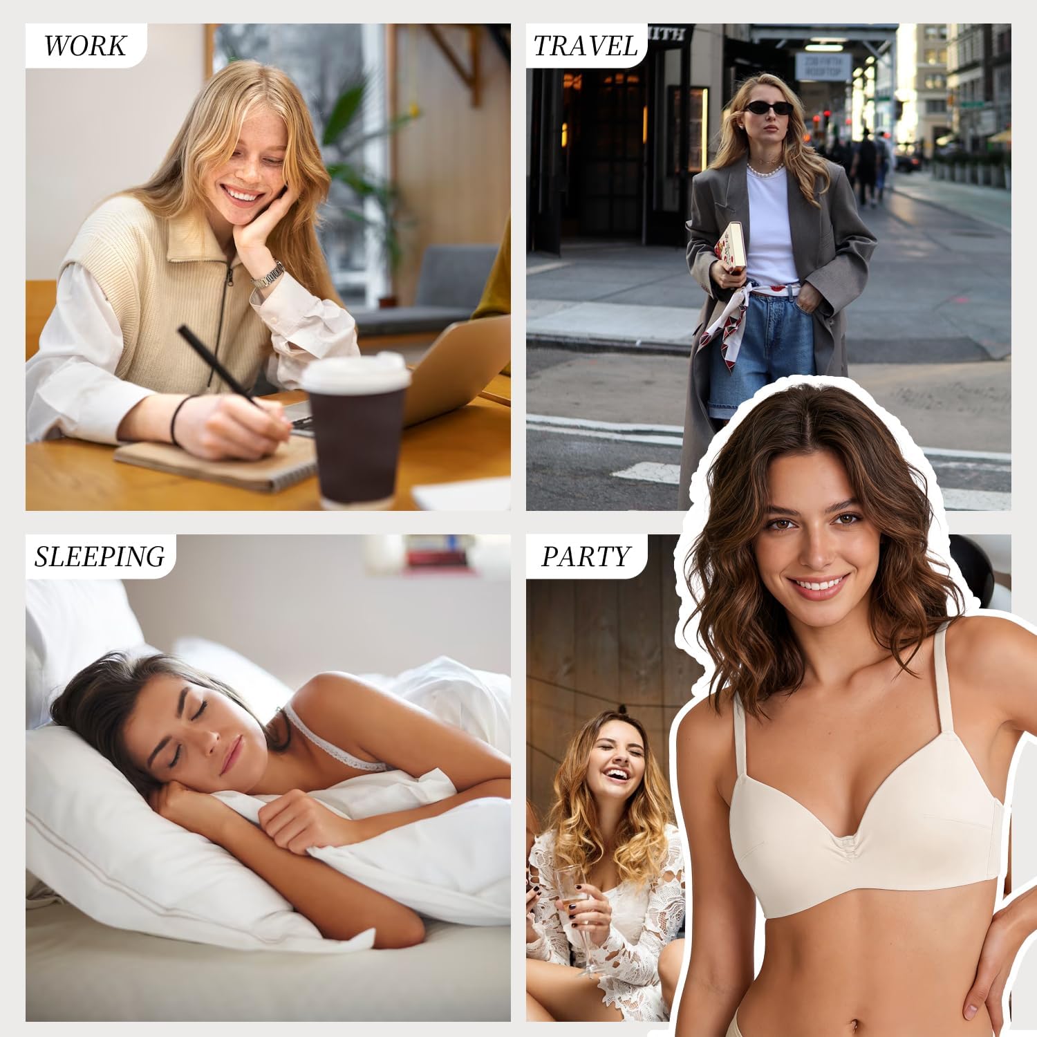 Modal Bralette Cotton for Small Chest-Wireless Bra AAA/AA/A/B Cup Soft Cup Triangle Bra Breathable Comfortable