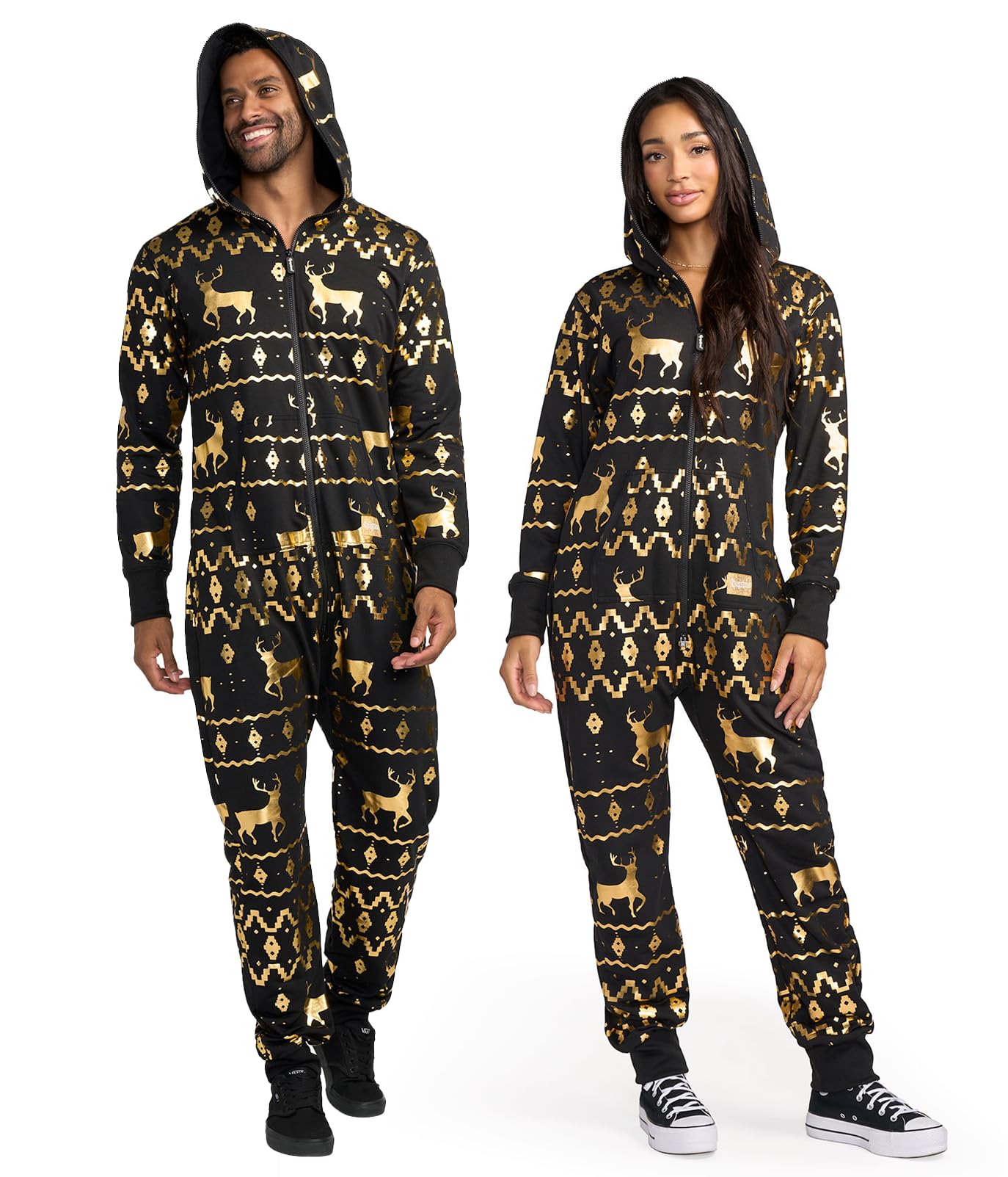 Tipsy Elves Womens Christmas Gold Foil Fair Isle