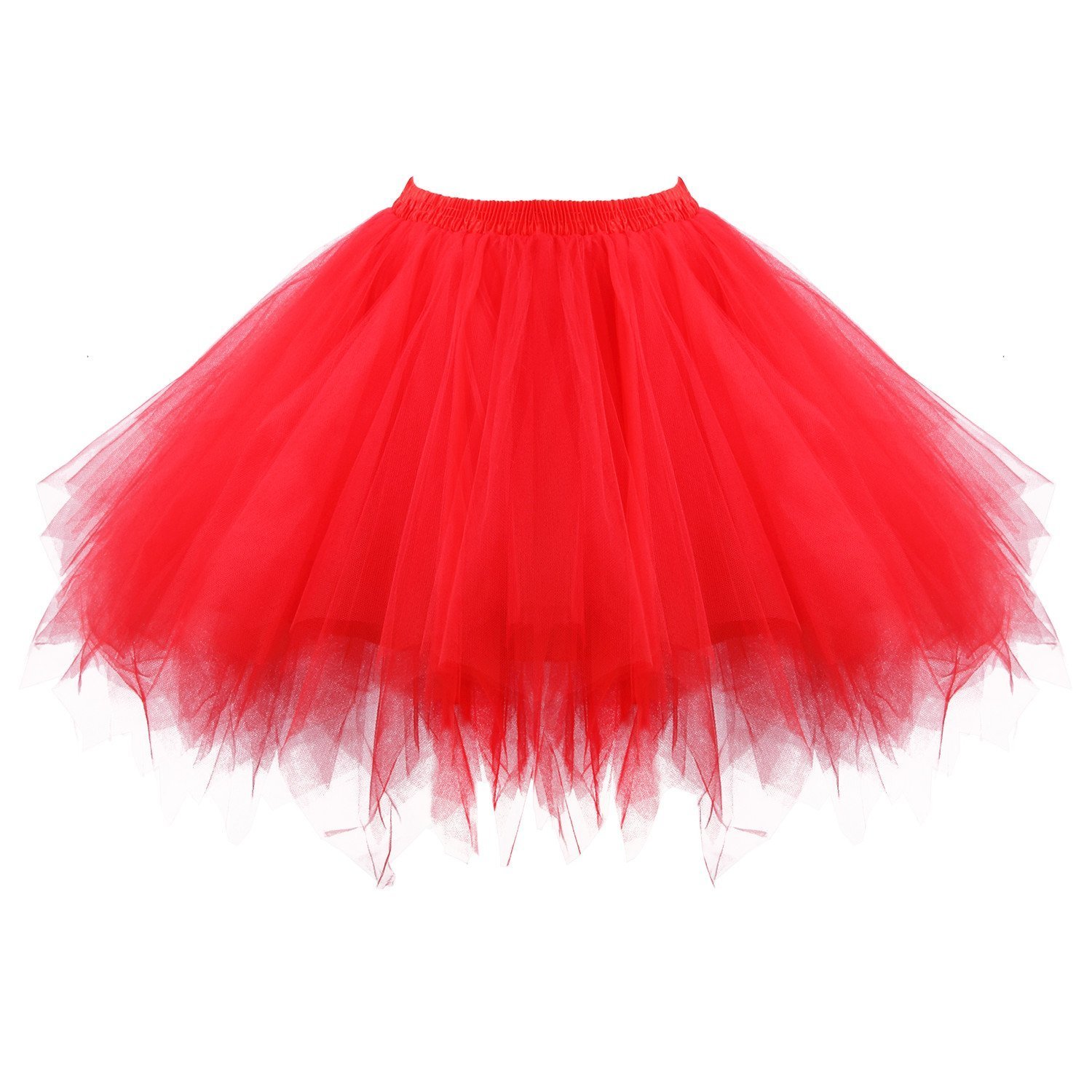 Honeystore Women's Short Vintage Ballet Bubble Puffy Tutu Petticoat Skirt Red(Size: One Size)