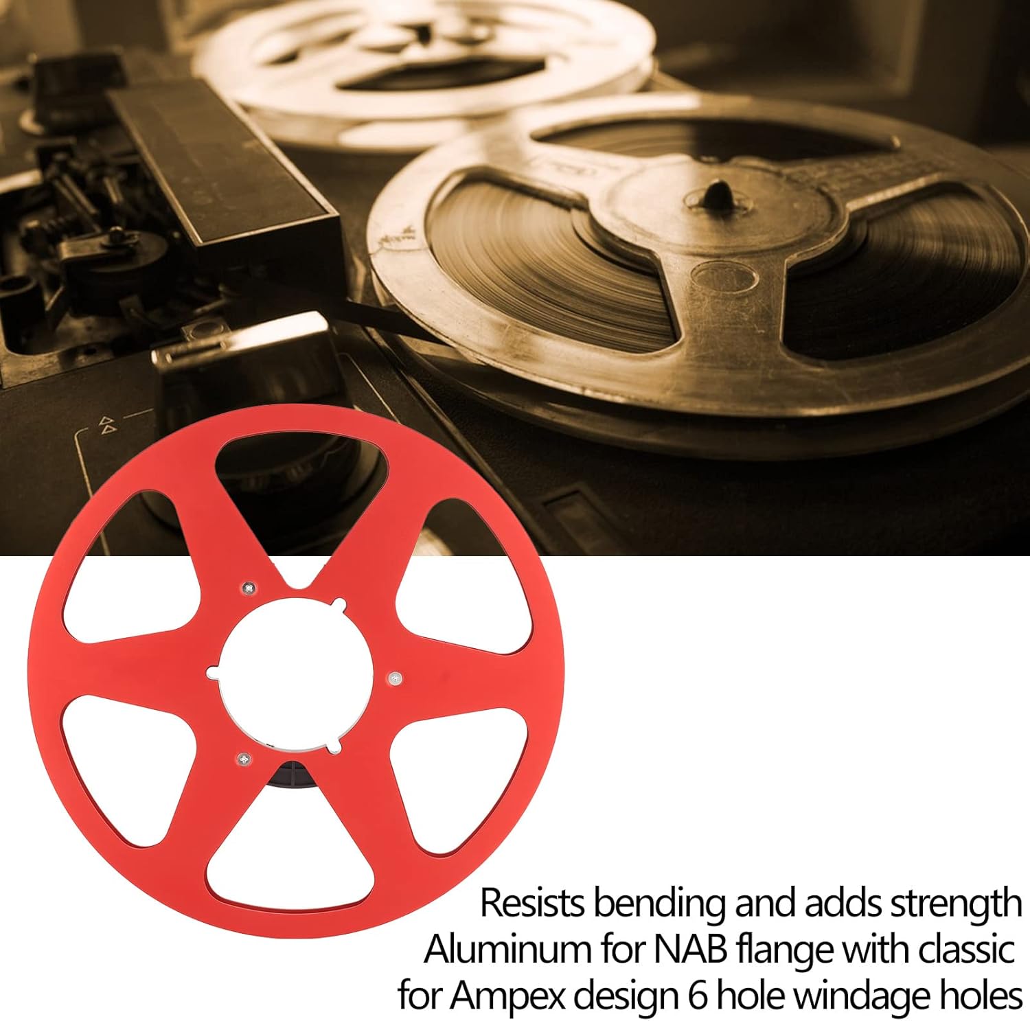 Nab Take Up Reel to Reel Tape, 1/4 10 Inch Empty Aluminum Recording Tape Reel To Reel Recorder Accessory Empty Disc Opening Machine Parts for Nab (Red)