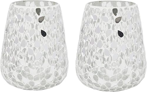 Hosley Portavelas de cristal de mercurio dorado de 8 pulgadas de alto. Regalo ideal para bodas, novias, fiestas, hogar, faroles LED de té y jardines.