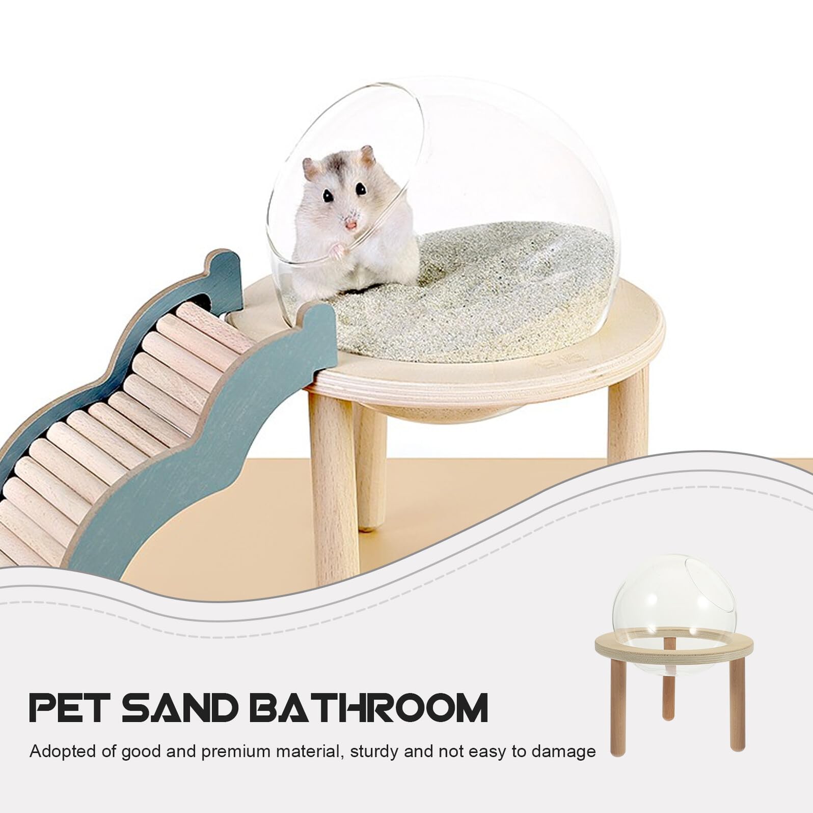 Transparentes Hamster Badezimmer mit Robustem Glas und Holz Praktisches Sandbad für Kleine Haustiere zum Baden im Haushalt