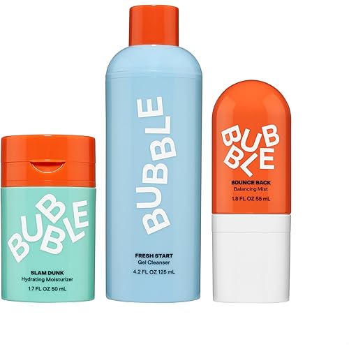 Bubble Skincare Slam Dunk Hydrating Face Lotion (50ml) + Fresh Start Gel Face Wash (125ml) + Bounce Back Hydrating Facial Mist Toner (55ml) - Balancing Skincare Routine